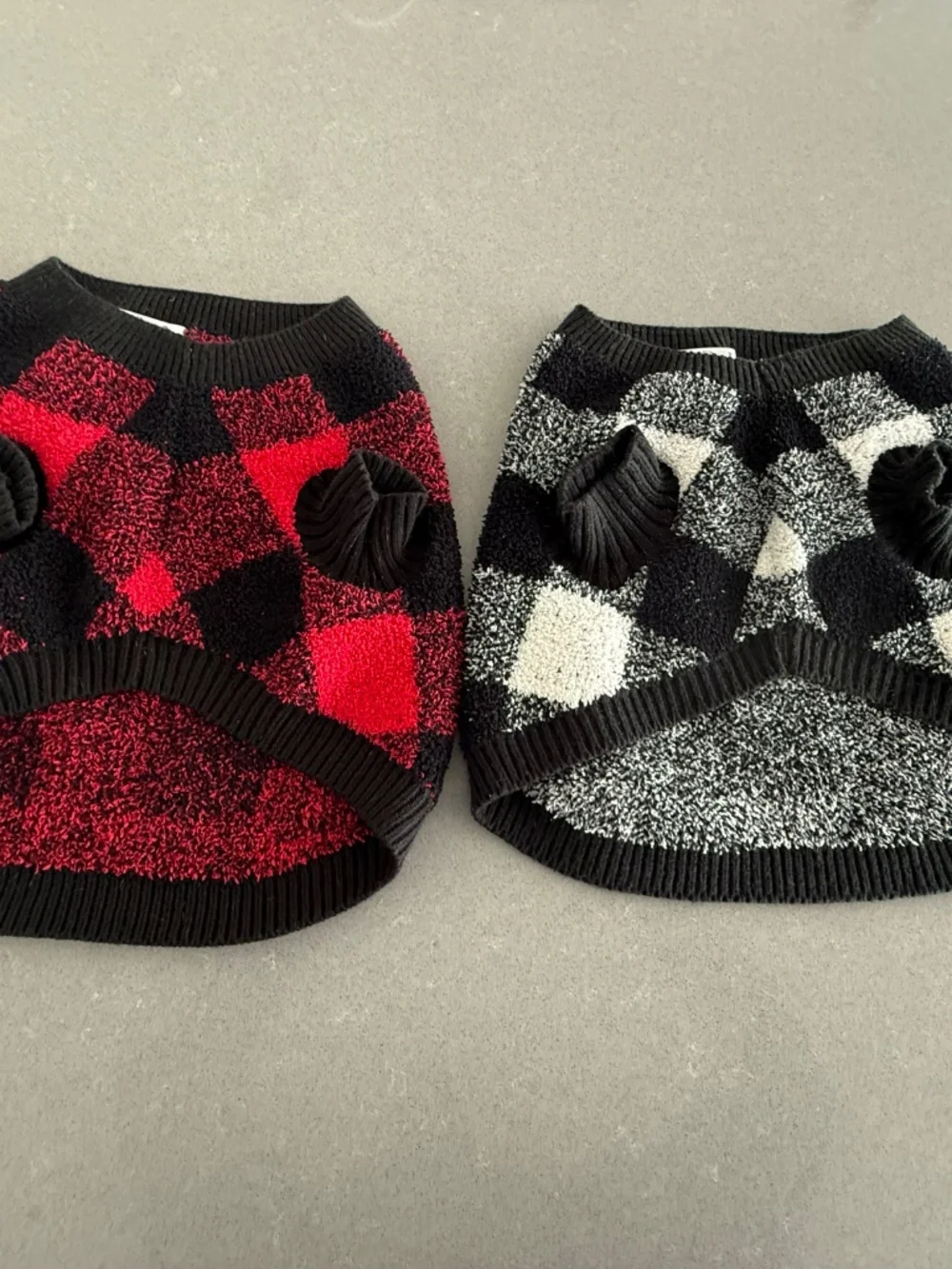 2 Old Navy Dog Large Buffalo and White Plaid Sweaters EUC